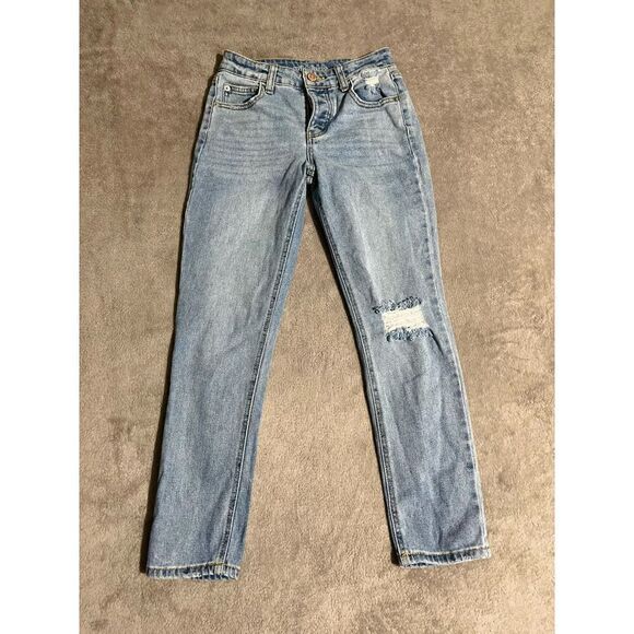 Wild Fable Womens Jeans 00 Light Blue Wash Mom Distressed Stretch (F4) - Picture 1 of 8